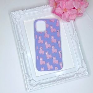 Fluffy Pink Alpaca on Lavender 
Silicone iPhone Case 12 / 12 Pro or 13
